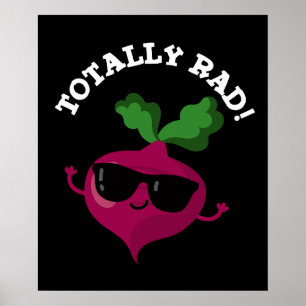 Póster Rad Funny Veggie Radish Pun Dark BG