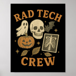 Póster Rad Tech Crew Halloween Vintage Ghost Skeleton X-r