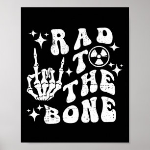 Póster Rad To The Bone Funny Skeleton Rock Hand Halloween