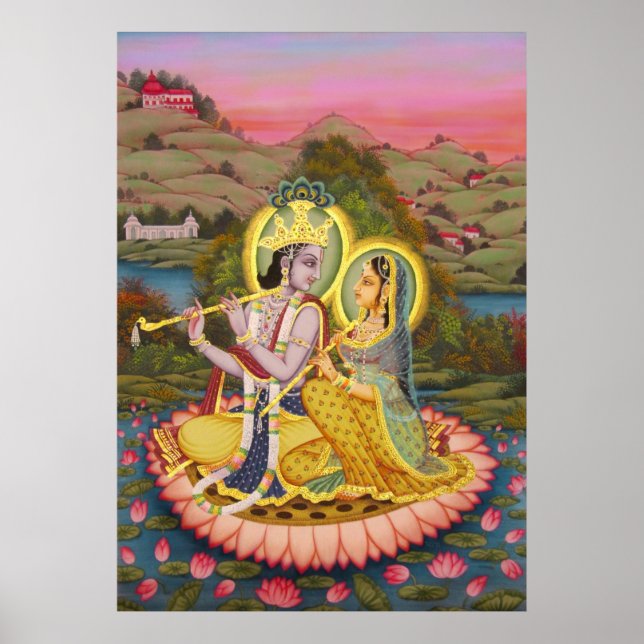 Póster Radha Krishna en Lotus Poster (Frente)