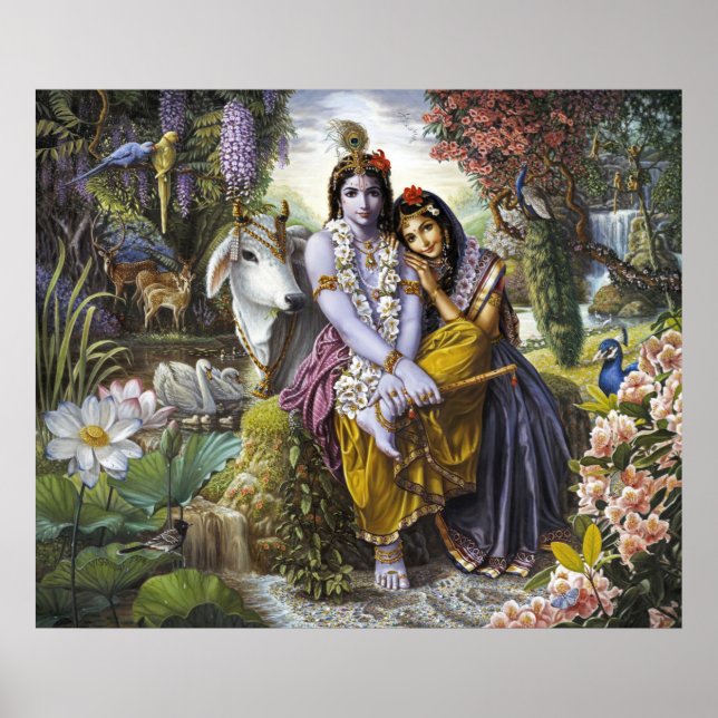 Póster Radha & Krishna - La Divina Pareja Todo Atractiva (Frente)