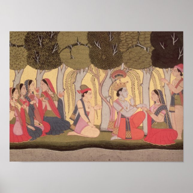 Póster Radha y Krishna sentados en un bosque, Kulu (Frente)