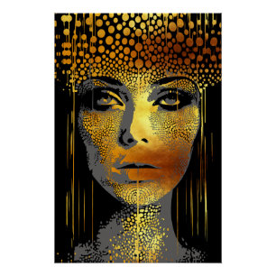 Póster Radiancia dorada: La belleza femenina embocada