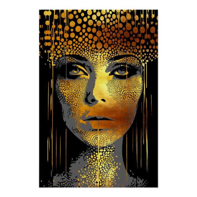 Póster Radiancia dorada: La belleza femenina embocada (Anverso)