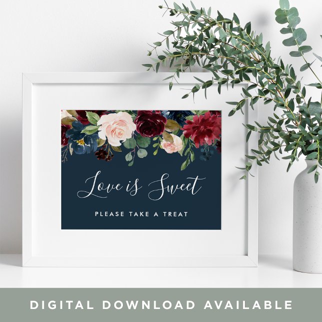 Póster Radiant Bloom Wedding Dessert Bar Sign | Navy (Subido por el creador)