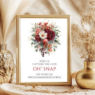 Póster Radiant Marsala Boho Floral Oh Snap Letrero 8x10