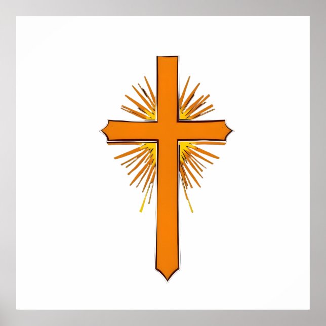 Póster Radiant Orange Christian Cross Illustration (Frente)