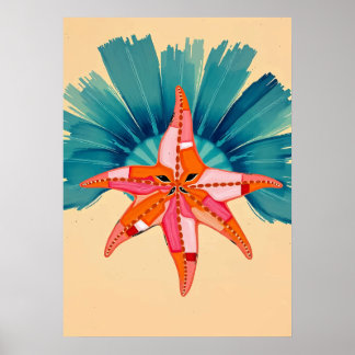 Póster Radiant Starfish Coastal Art
