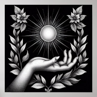 Póster Radiant Sun with Botanical Touch and Feminine