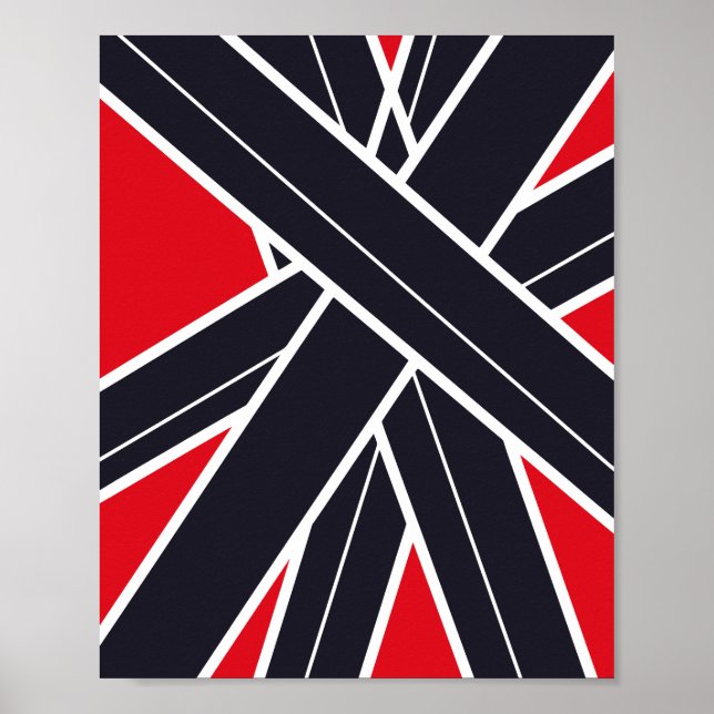 Póster Radiating Black Stripes on Light Red Background (Frente)