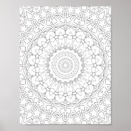 Póster Radiating Star Petal Mandala Design