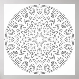 Póster Radiating Tribal Petal Mandala with Star Core
