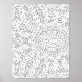 Póster Radiating Tribal Sunburst Mandala Pattern Design