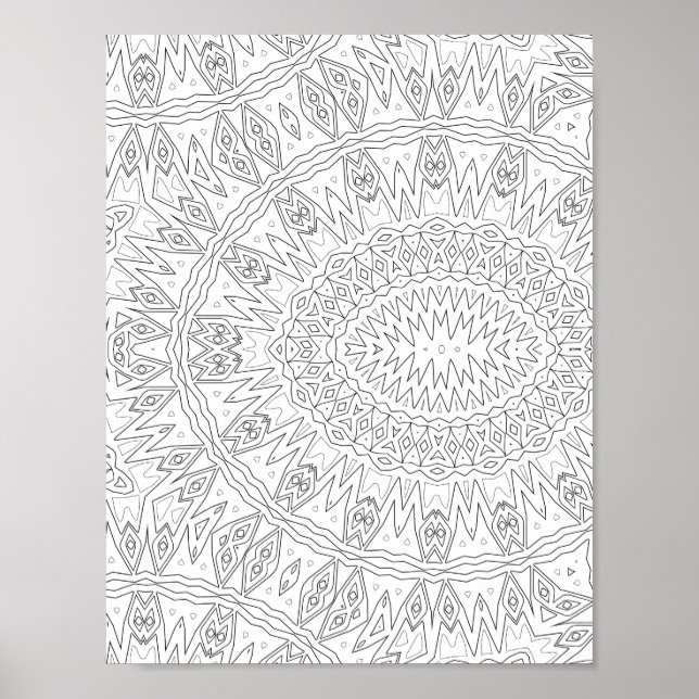 Póster Radiating Tribal Sunburst Mandala Pattern Design (Frente)