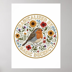 Póster Radicalizado por el Diseño de Pájaro de Decencia B