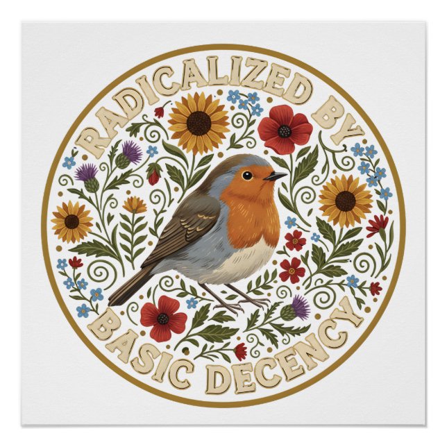 Póster Radicalized by Basic Decency Bird Design – Vintage (Anverso)