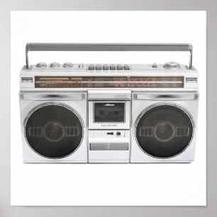 Póster Radio Boombox de la vieja escuela