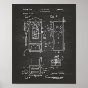Póster Radio Construcción 1959 Patent Art Chalkboard