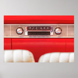 Póster Radio de autos viejos dentro de un auto americano 
