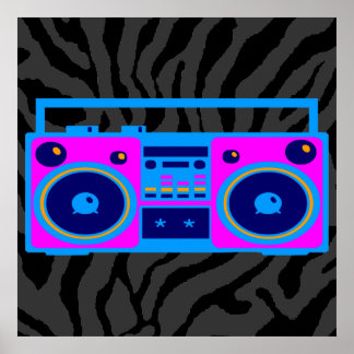 Póster Radio del retro Boombox del Corey Tiger 80