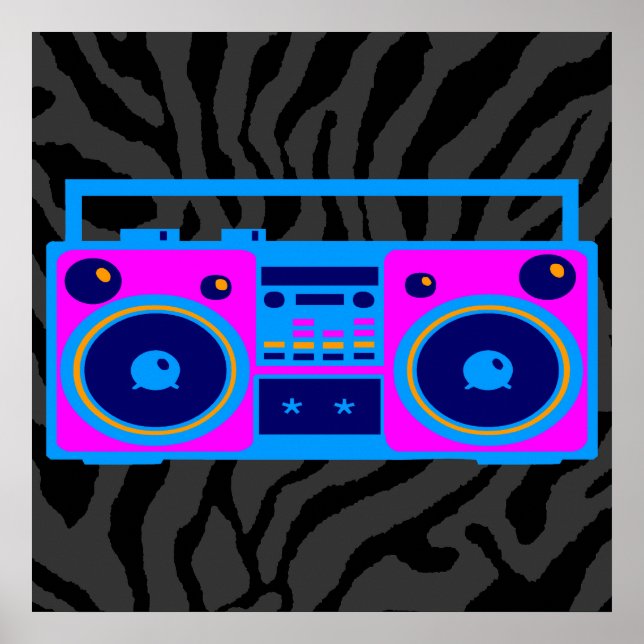 Póster Radio del retro Boombox del Corey Tiger 80 (Frente)