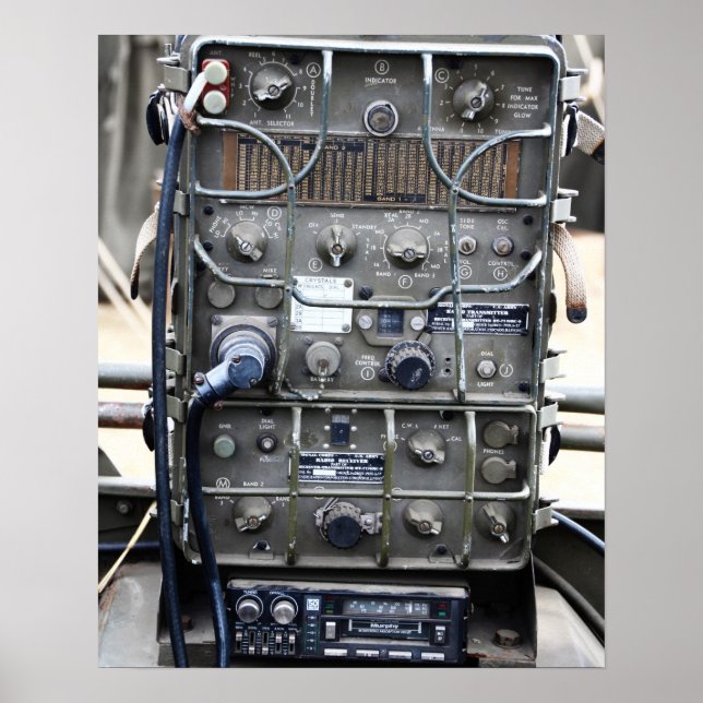 Póster Radio militar Vintage WW2 (Frente)