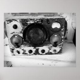 Póster Radio náutica vintage en blanco y negro