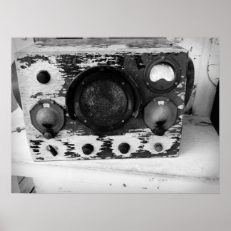 Póster Radio náutica vintage en blanco y negro