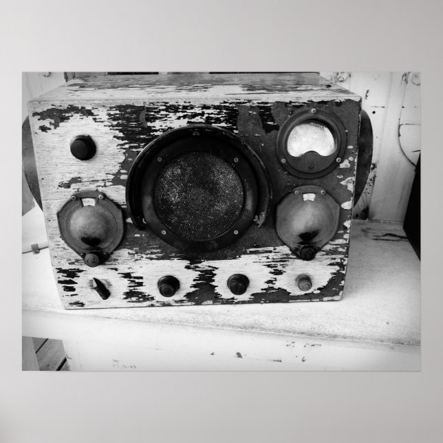 Póster Radio náutica vintage en blanco y negro (Frente)