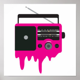 Póster Radio Retro Rosa de fusión