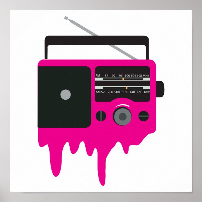 Póster Radio Retro Rosa de fusión (Frente)