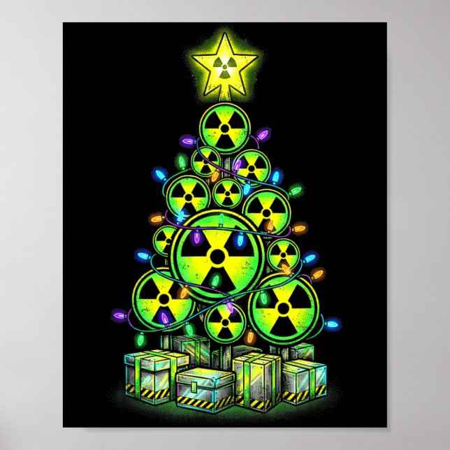Póster Radioactive Christmas Tree Graphic Nuclear Warning (Frente)
