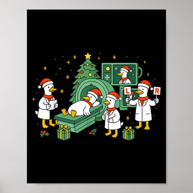 Póster Radiology Funny Goose Ct Scan Christmas Xray Nurse (Frente)