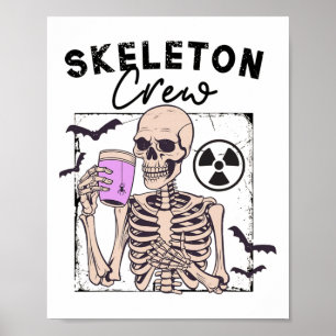 Póster Radiology Halloween Xray Tech Skeleton Coffee Crew