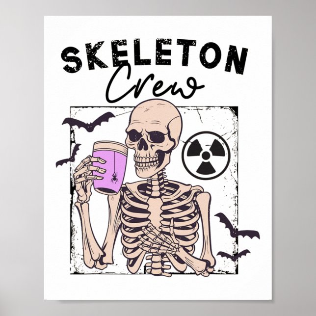 Póster Radiology Halloween Xray Tech Skeleton Coffee Crew (Frente)
