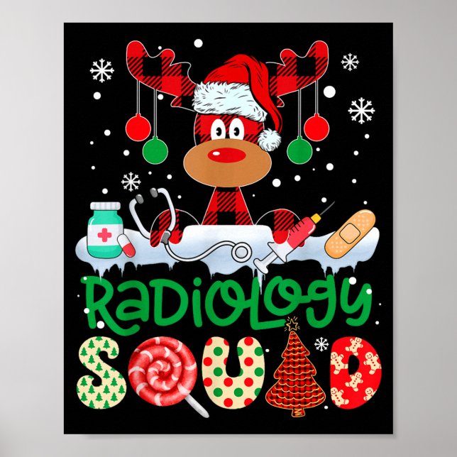 Póster Radiology Squad Nurse Reindeer Buffalo Red Plaid C (Frente)