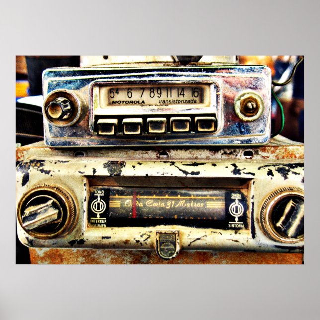 Póster Radios de coches de época (Frente)
