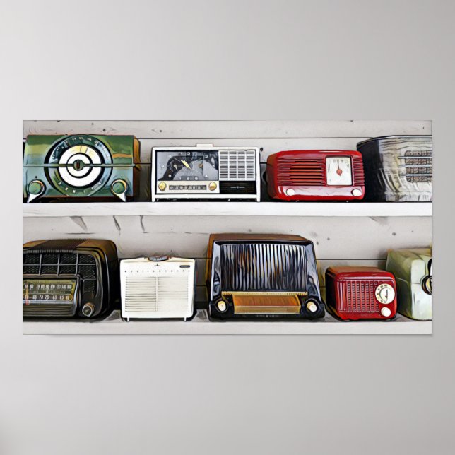 Póster Radios vintage (Frente)
