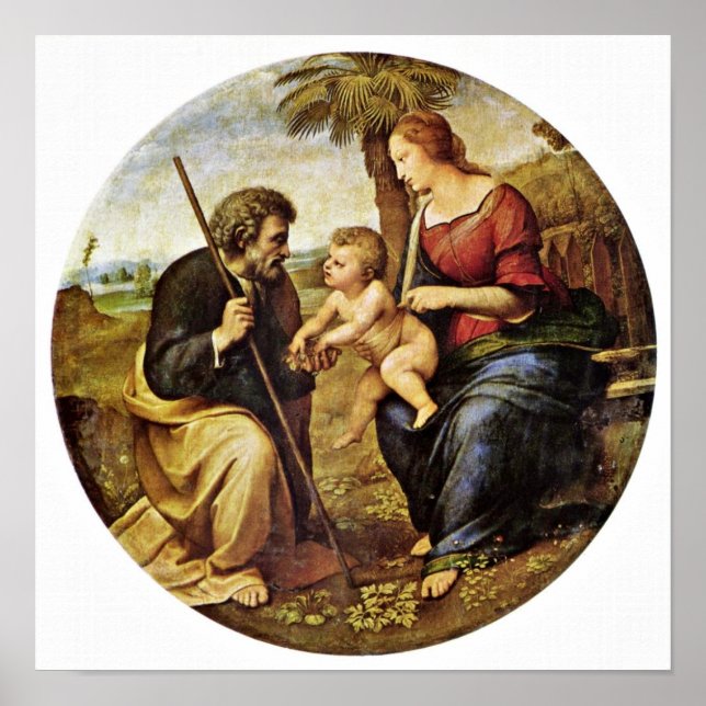Póster Raffael - Holy Family under a palm tree Tondo (Frente)