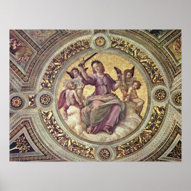Póster Raffaello Sanzio da Urbino - Justitia Tondo (Frente)