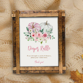 Póster Raffé de pañal de cosecha de calabaza rosa