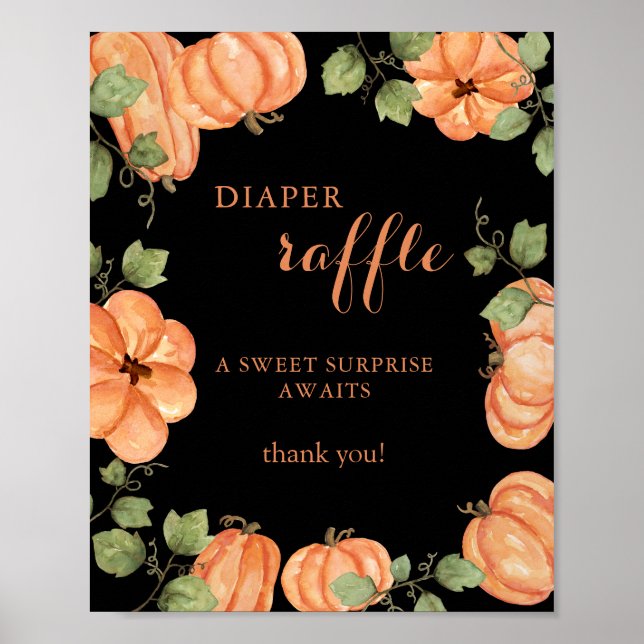 Póster Raffle Baby Shower Diaper de la Calabaza de la Caí (Frente)