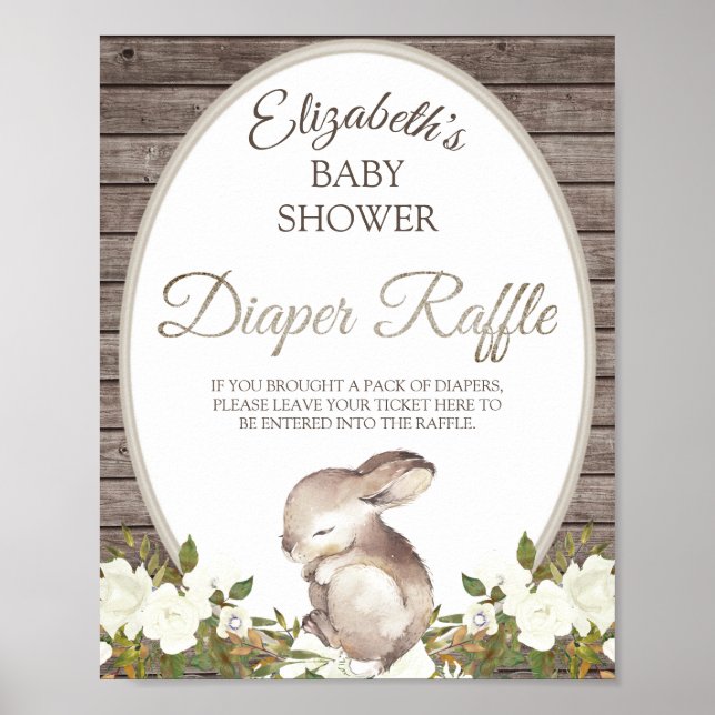 Póster Raffle Baby Shower Diaper Neutral para Género de l (Frente)