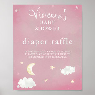 Póster Raffle de Baby Shower rosado Rubor de Twinkle Star