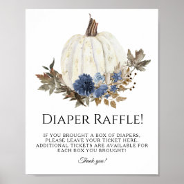 Póster Raffle de calabaza floral de la bola azul turbia d