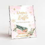 Póster Raffle de nevado de oro rosado de invierno<br><div class="desc">Haga especial su evento con este Baby Shower de Cold Outside con nuestro encantador y bonito Rótulo Diaper Raffle con adorable tema de Pink Sleigh. Descarga,  personaliza y crea recuerdos duraderos con este toque perfecto para tu alegría. BS583</div>