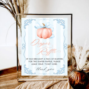 Póster Raffle de pañal Baby Shower de piel azul de calaba