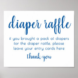 Póster Raffle de pañal simple | Baby Shower azul brillant