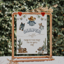 Póster Raffle del pañal Baby Shower de Boho WildWest Boy 