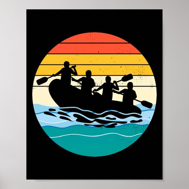 Póster Rafting Team Raft White Water Rafter Paddle Retro (Frente)